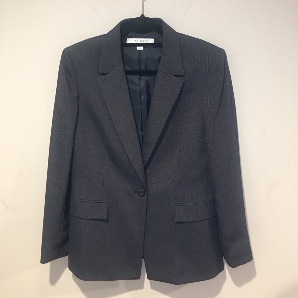 Tahari Polka Dot Blazer Black & White Size 12 EUC